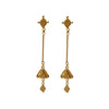 Golden romanesque earrings in gold. Displayed on a white background