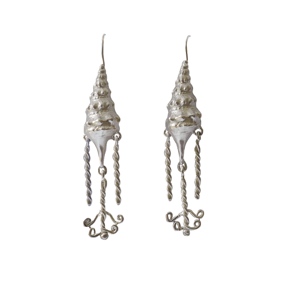 Nerites earrings on white background