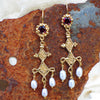 Ancient Roman style Achemetis Prophecy earrings - gold with garnets and pearls in situ