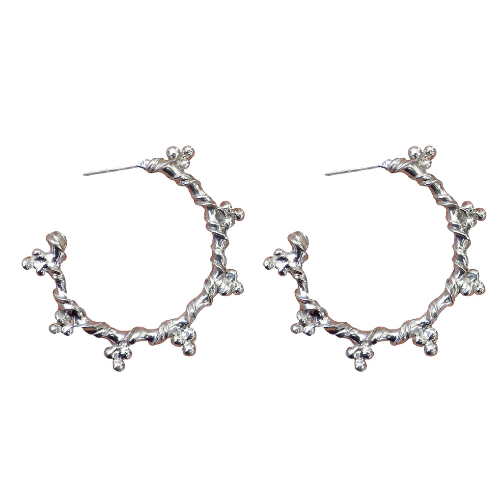 Diadem hoop earrings in silver. Made by Jesse Ball at Jupiter's Grace