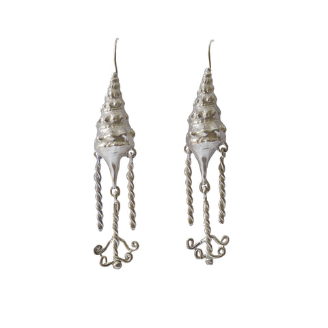 Nerites earrings on white background