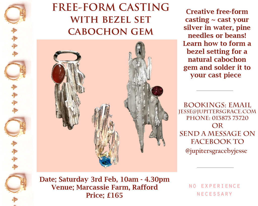 Free-form Casting with Bezel Set Gemstone
