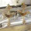 Amphora earrings with gold vermeil and pearls made by Jesse Ball at Jupiter's Grace