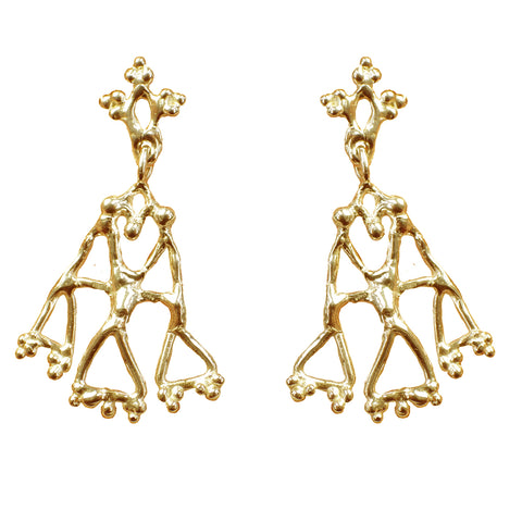 Tribus earrings gold displayed on a cream background. Made by Jesse Ball at Jupiter's Grace